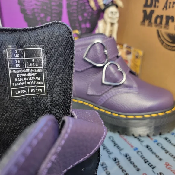 Dr Mertens Devon Heart Quad Platform Leather Boots - Picture 13 of 15